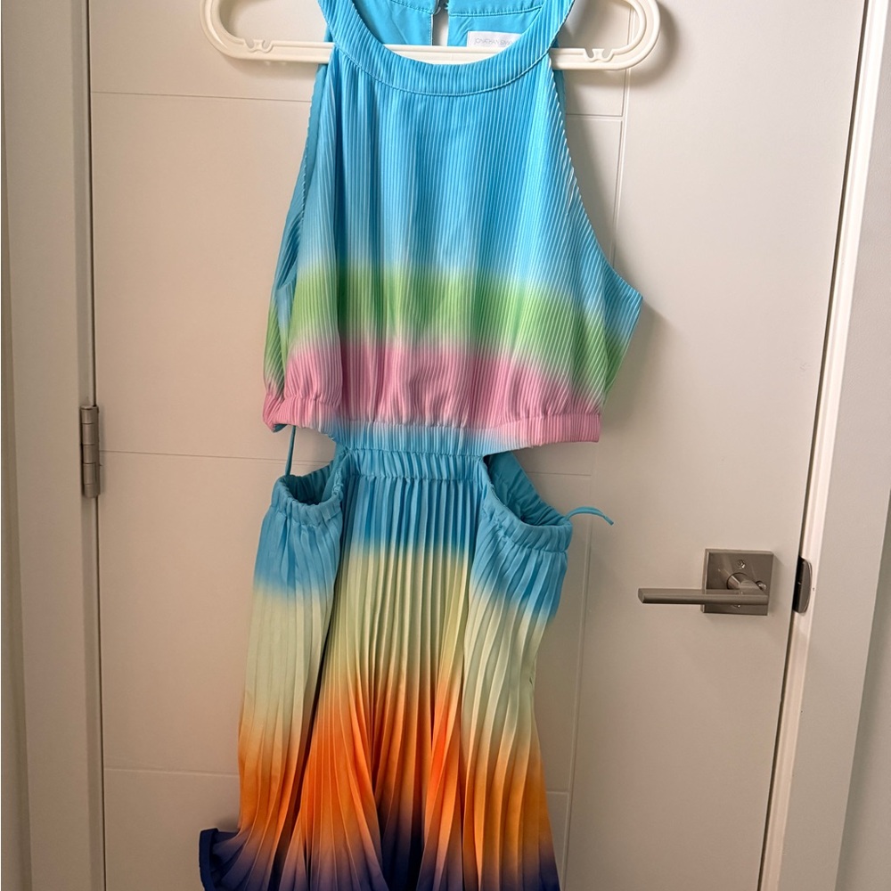 Jonathan Simkhai Turquoise Pleated Halter Dress